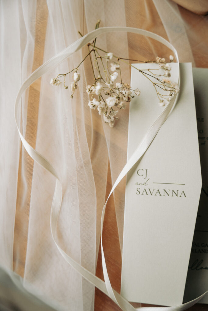 Bridal details of an invitation