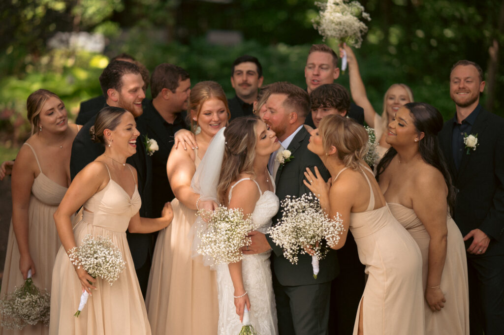 Bridal party group photo with everyone being silly